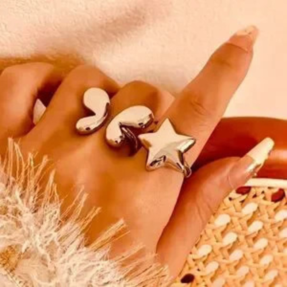 Butterfly Star Silver Opening Rings for Women size 7-8